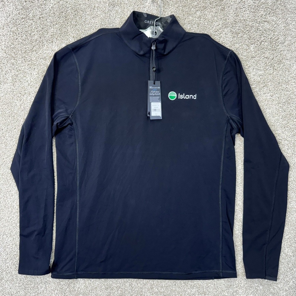 Greyson Pullover Mens M Tate Quarter Zip Shepherd Black Island Logo NEW